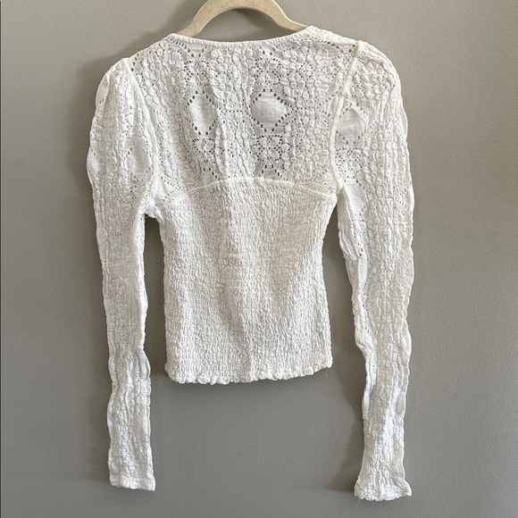 Free People Cream Lace Long Sleeve Blouse - Picture 6 of 6
